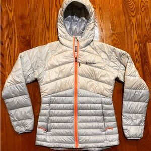 Columbia Silver and Orange Puffer Jacket